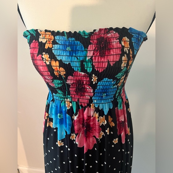 Italian Polka Dot Floral Maxi dress size S/M - Picture 2 of 7